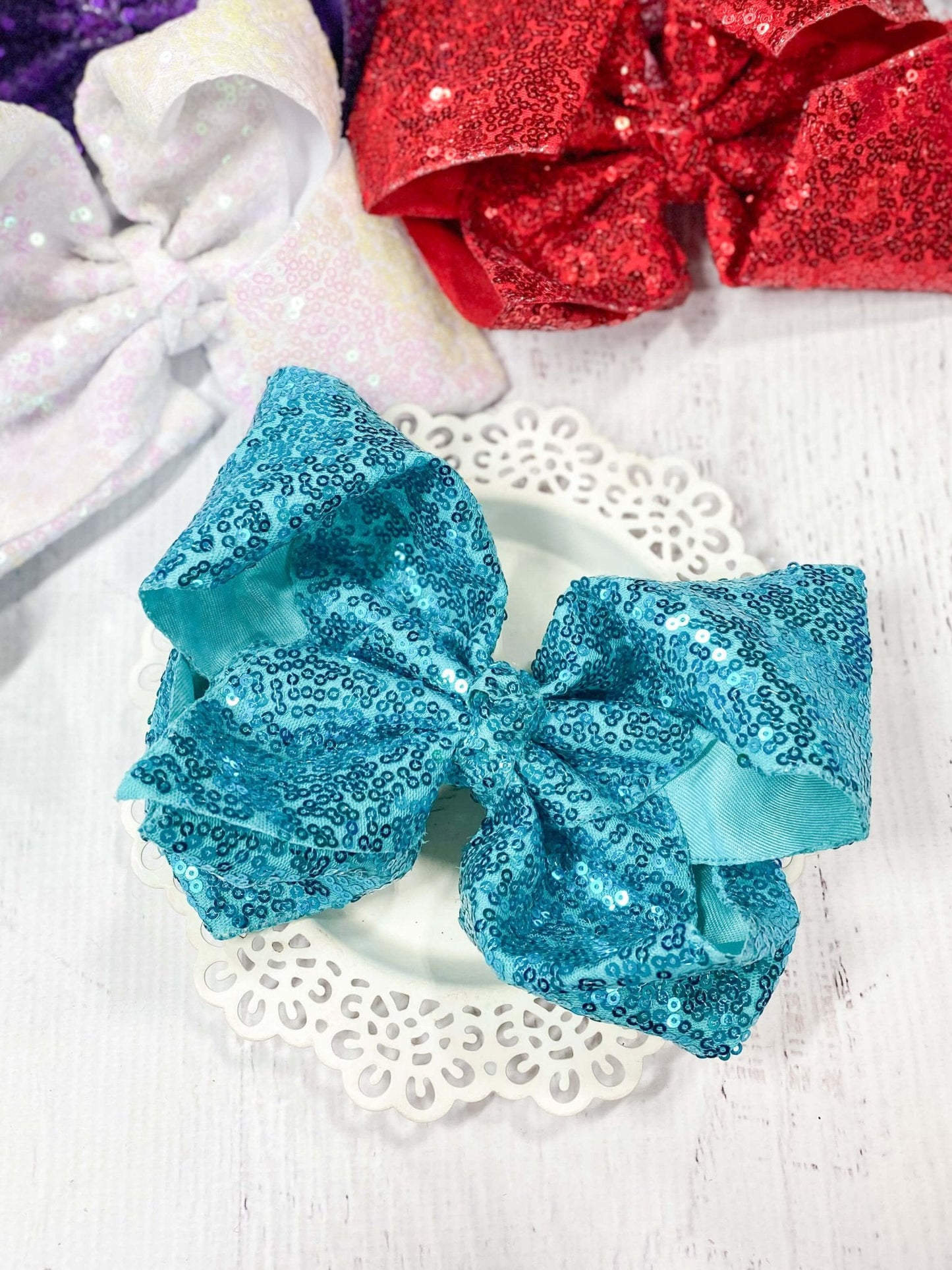 6.5" Sequin Texas Size Hair Bows | Alligator Clip