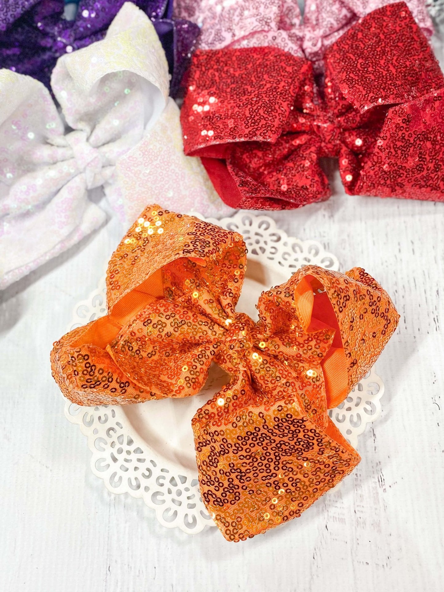 6.5" Sequin Texas Size Hair Bows | Alligator Clip