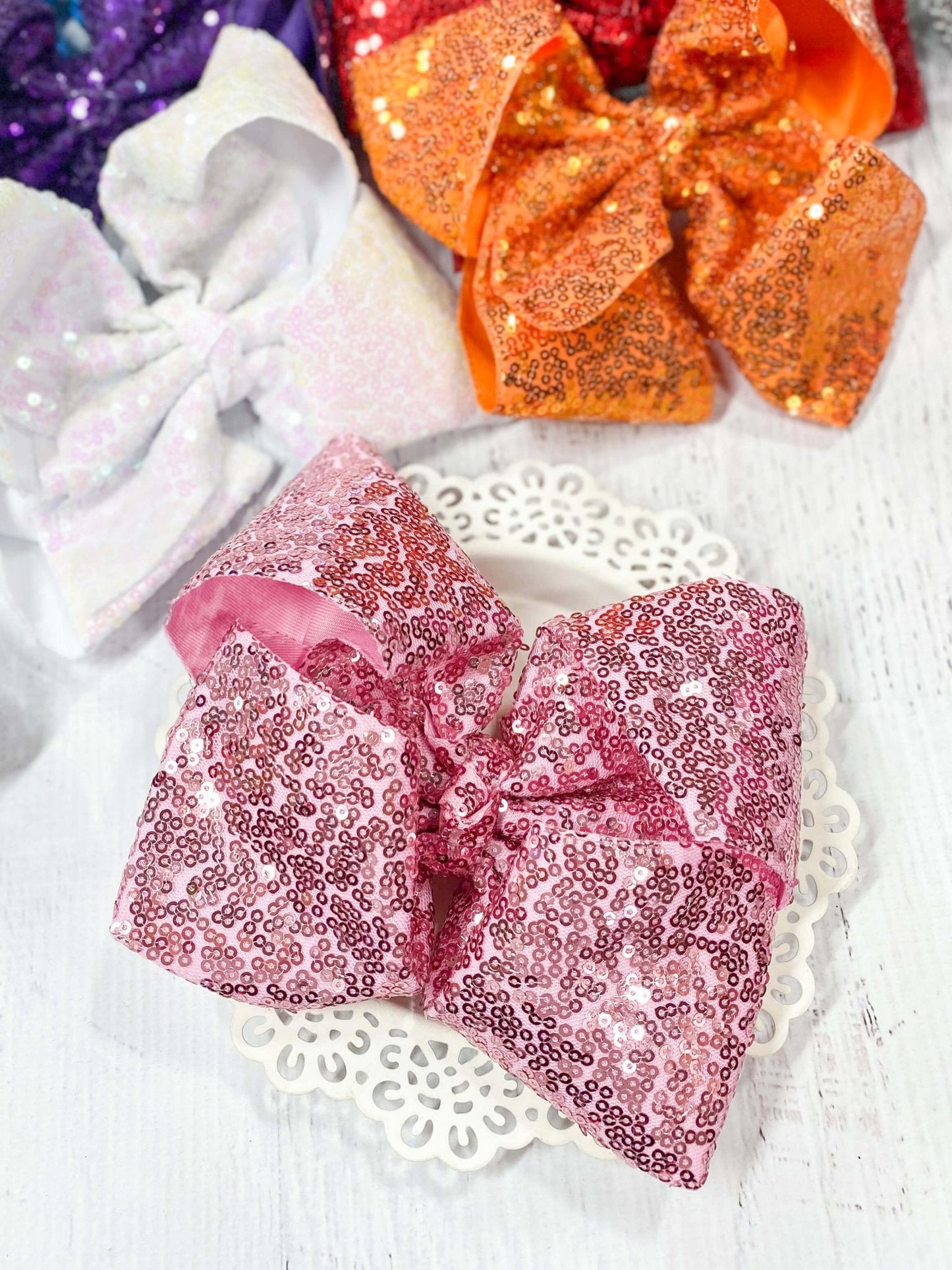 6.5" Sequin Texas Size Hair Bows | Alligator Clip