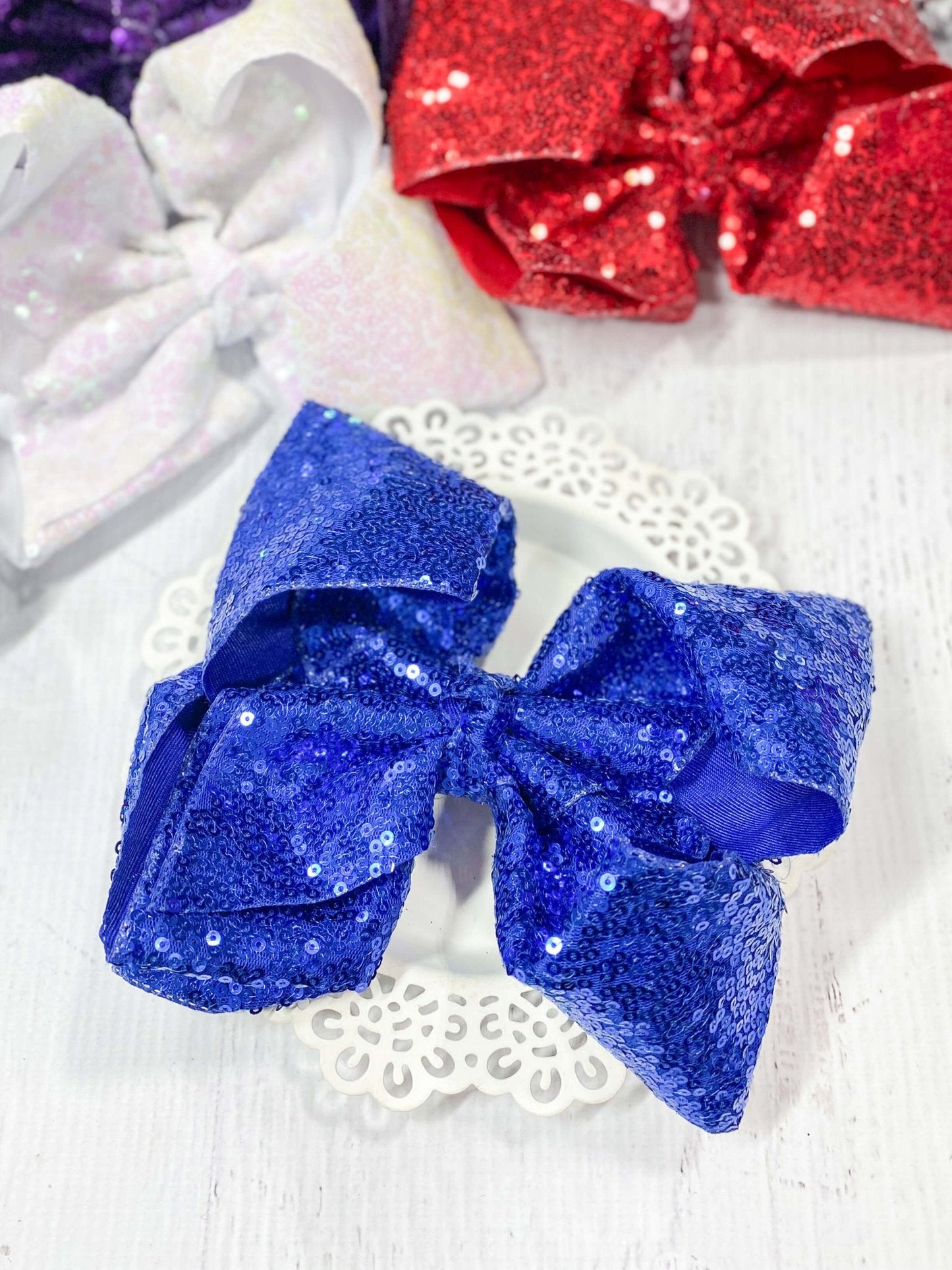 6.5" Sequin Texas Size Hair Bows | Alligator Clip