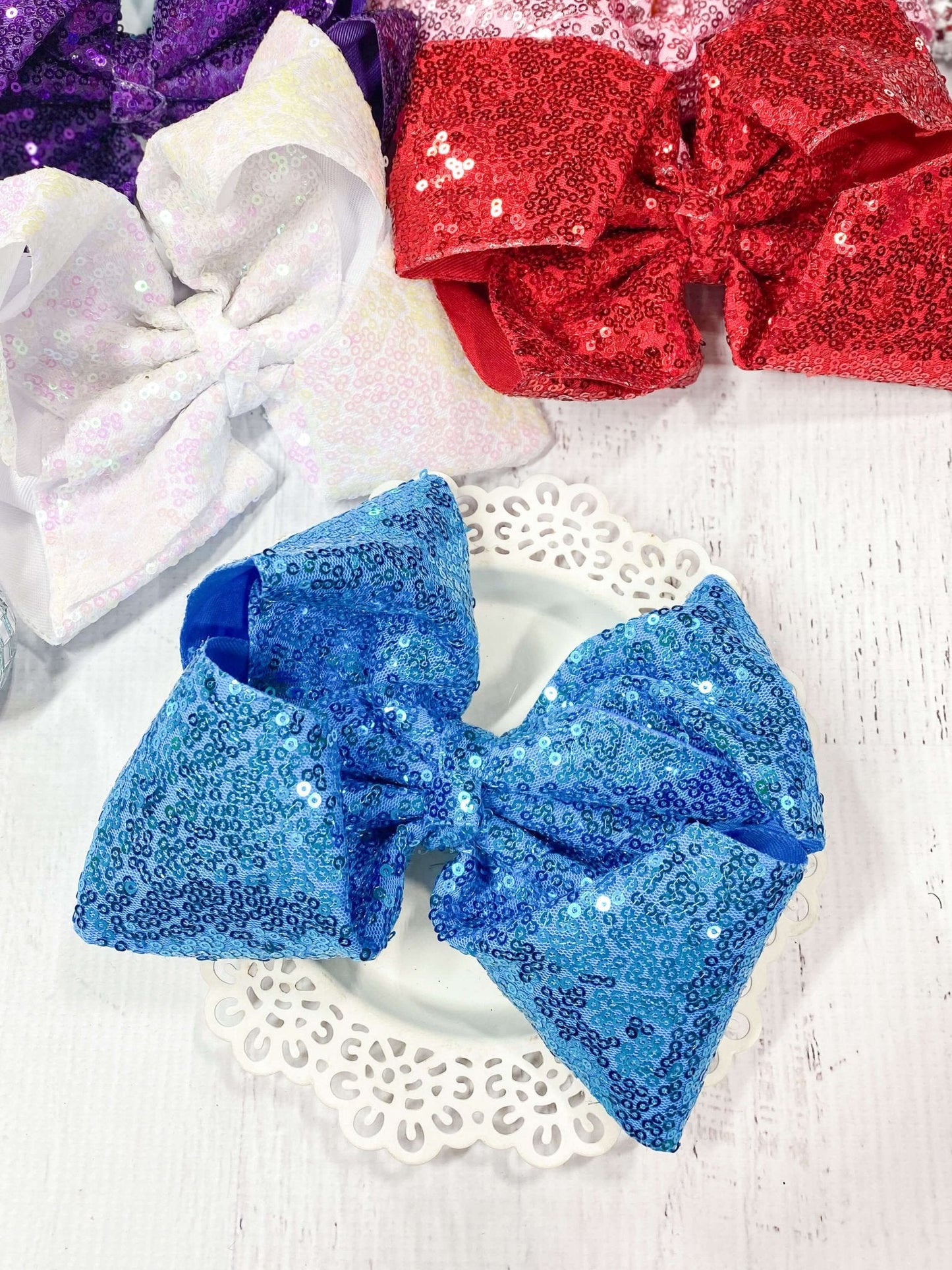 6.5" Sequin Texas Size Hair Bows | Alligator Clip