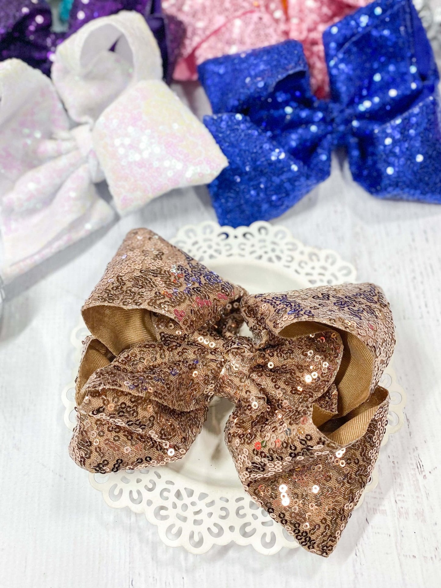 6.5" Sequin Texas Size Hair Bows | Alligator Clip