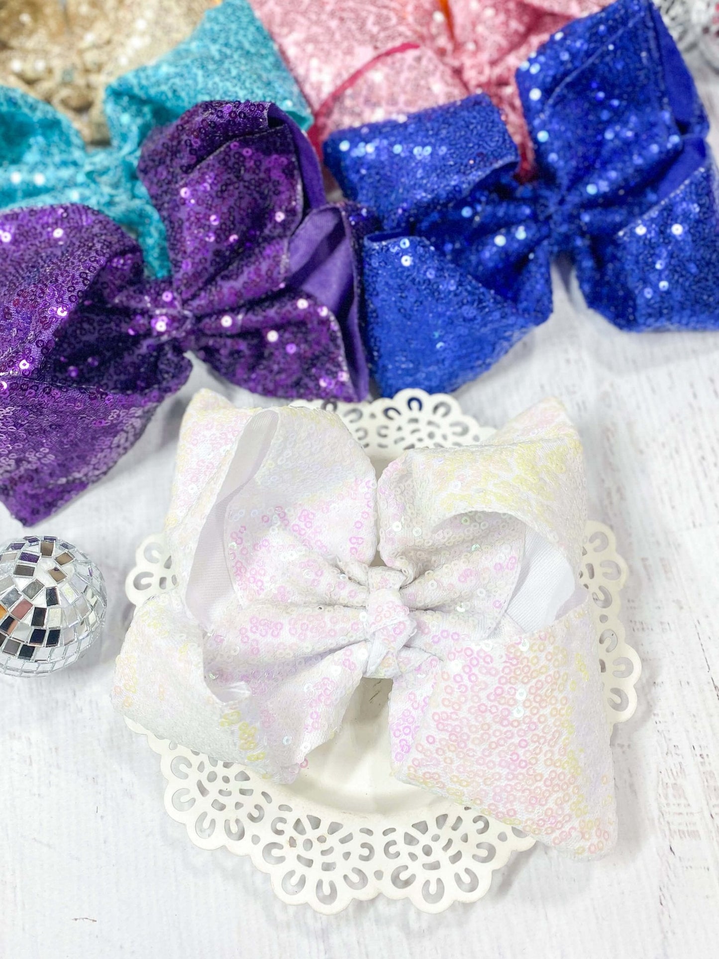 6.5" Sequin Texas Size Hair Bows | Alligator Clip