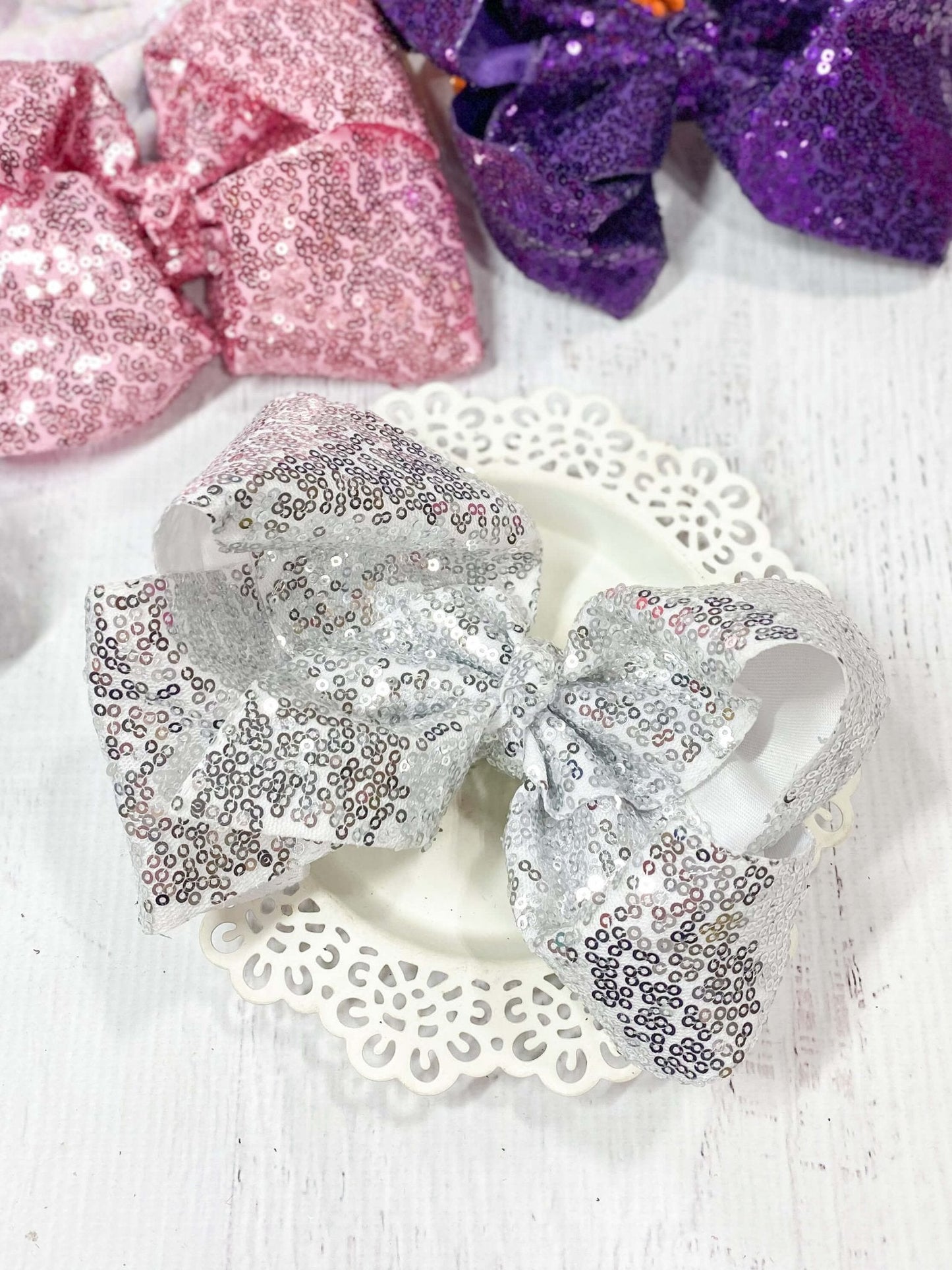 6.5" Sequin Texas Size Hair Bows | Alligator Clip