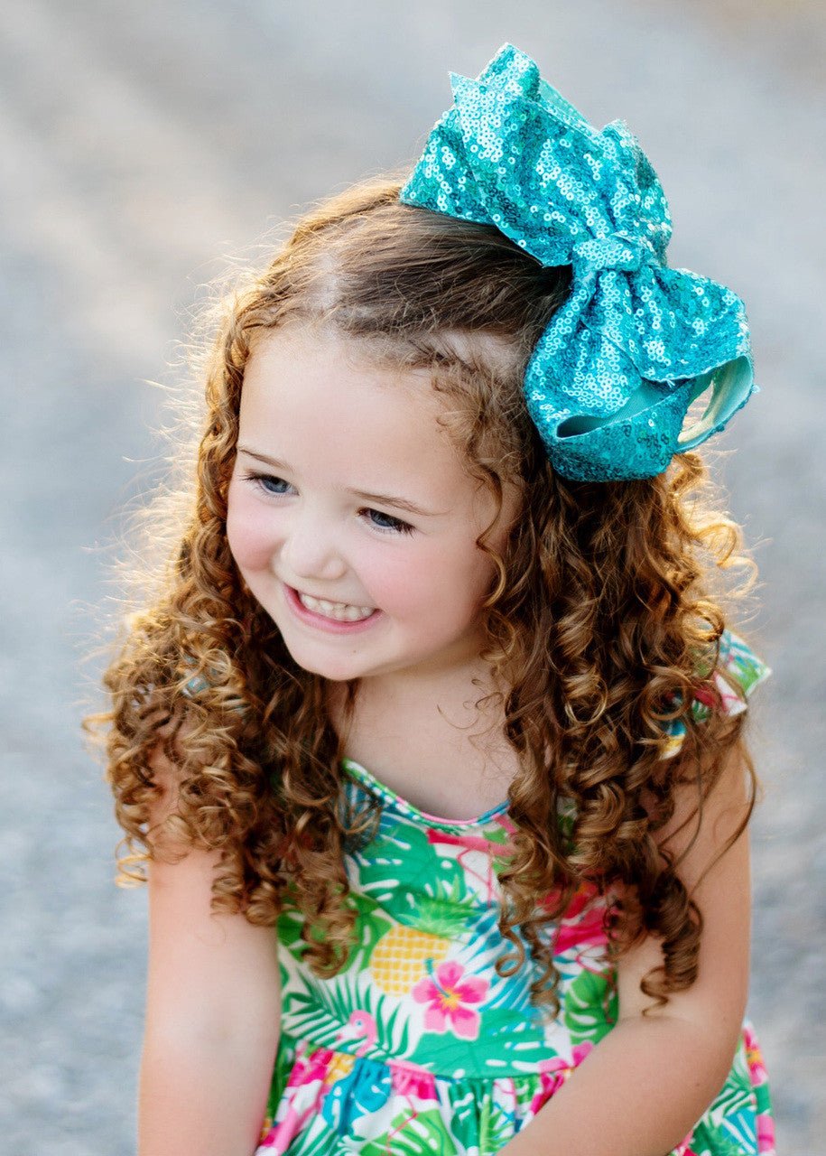 6.5" Sequin Texas Size Hair Bows | Alligator Clip