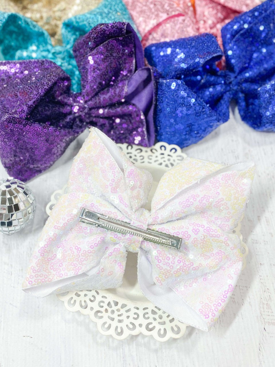 6.5" Sequin Texas Size Hair Bows | Alligator Clip
