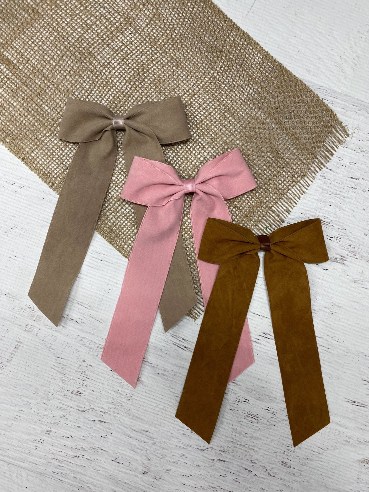 Suede Ribbon Long Tail Hair Bow- Wide