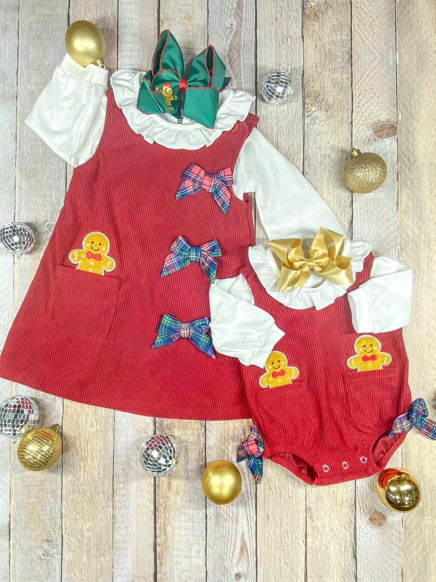 Timeless Gingerbread & Bows Infant Corduroy Romper