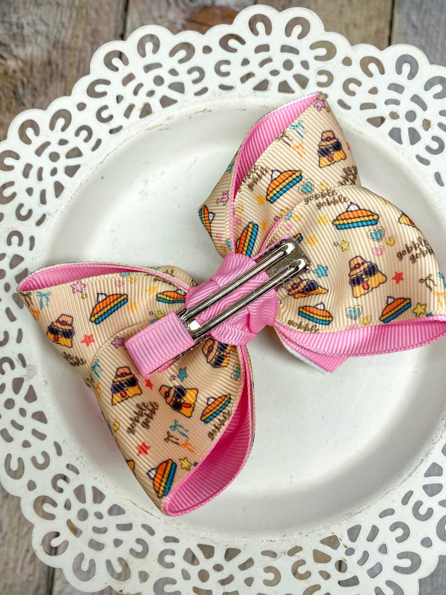 Trendy Turkey Double Layer Hair Bow | Clip or Headband