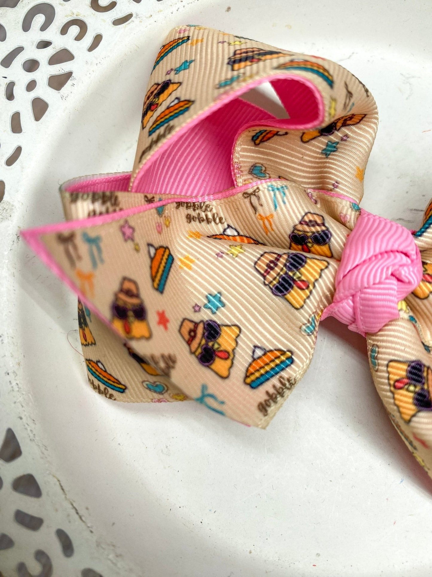 Trendy Turkey Double Layer Hair Bow | Clip or Headband