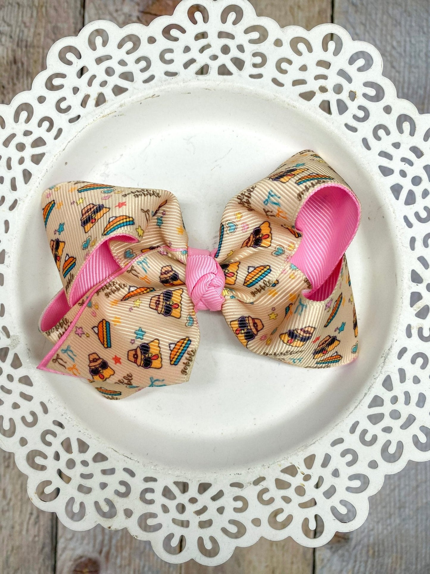 Trendy Turkey Double Layer Hair Bow | Clip or Headband