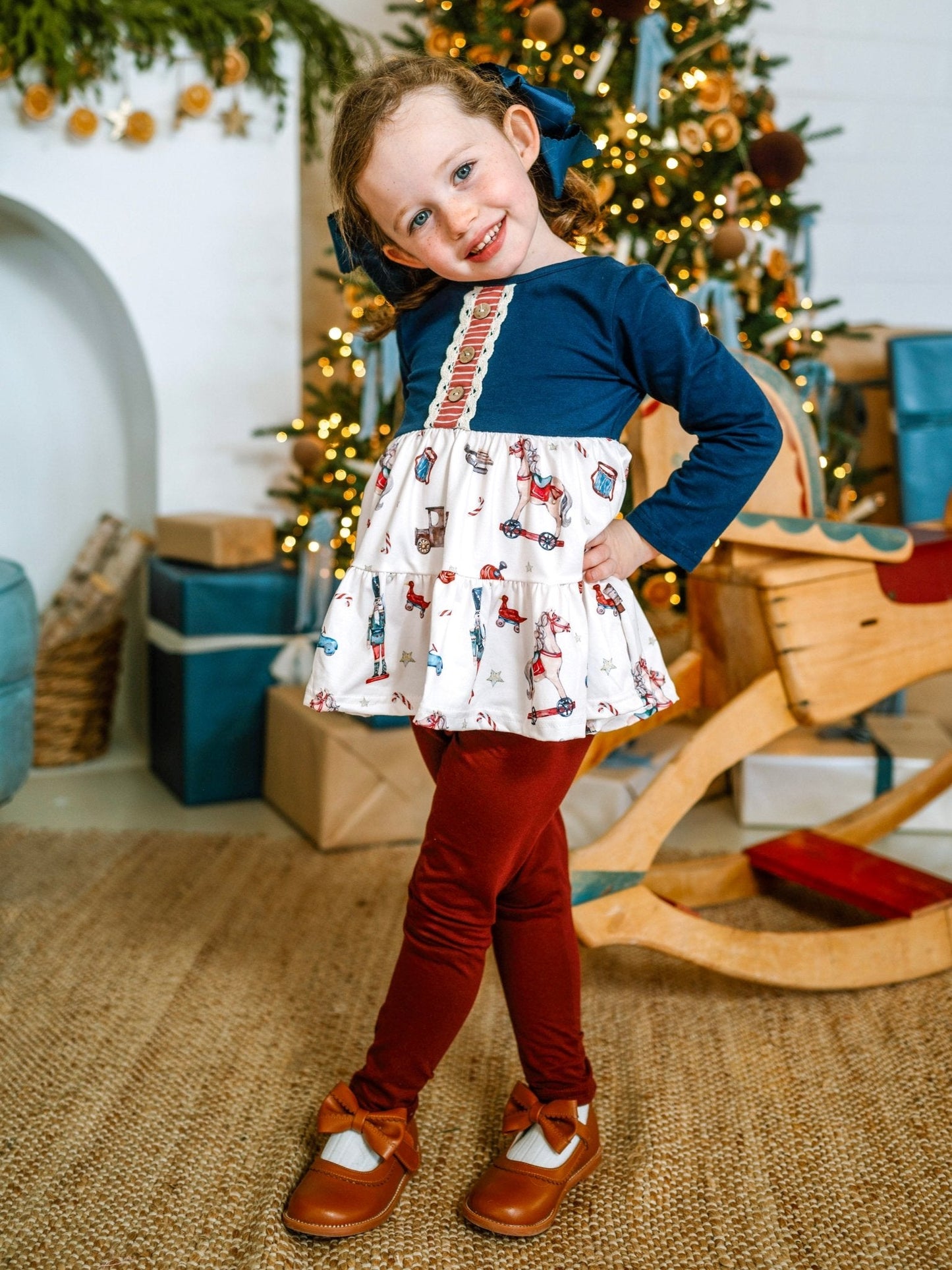 Vintage Christmas Toys Tunic Top and Leggings Set