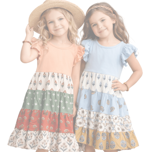 Vintage Floral Patchwork Tiered Dress | Girls Boho Ruffle Dress