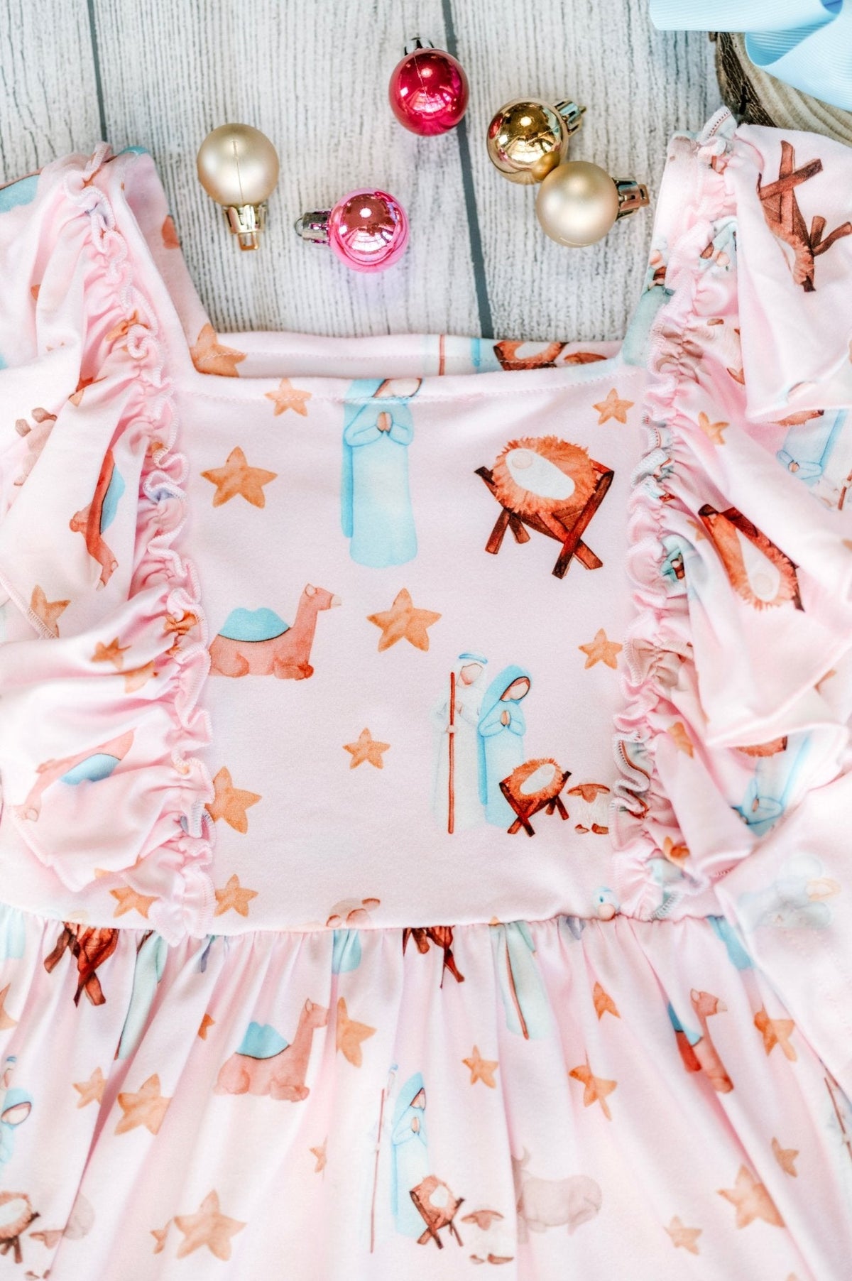 Vintage Nativity Scene Girls Twirl Dress