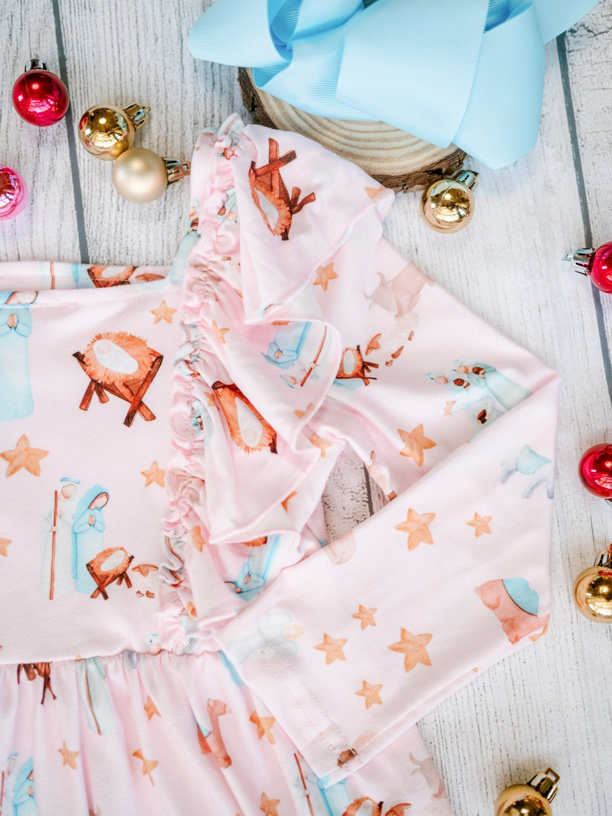 Vintage Nativity Scene Girls Twirl Dress