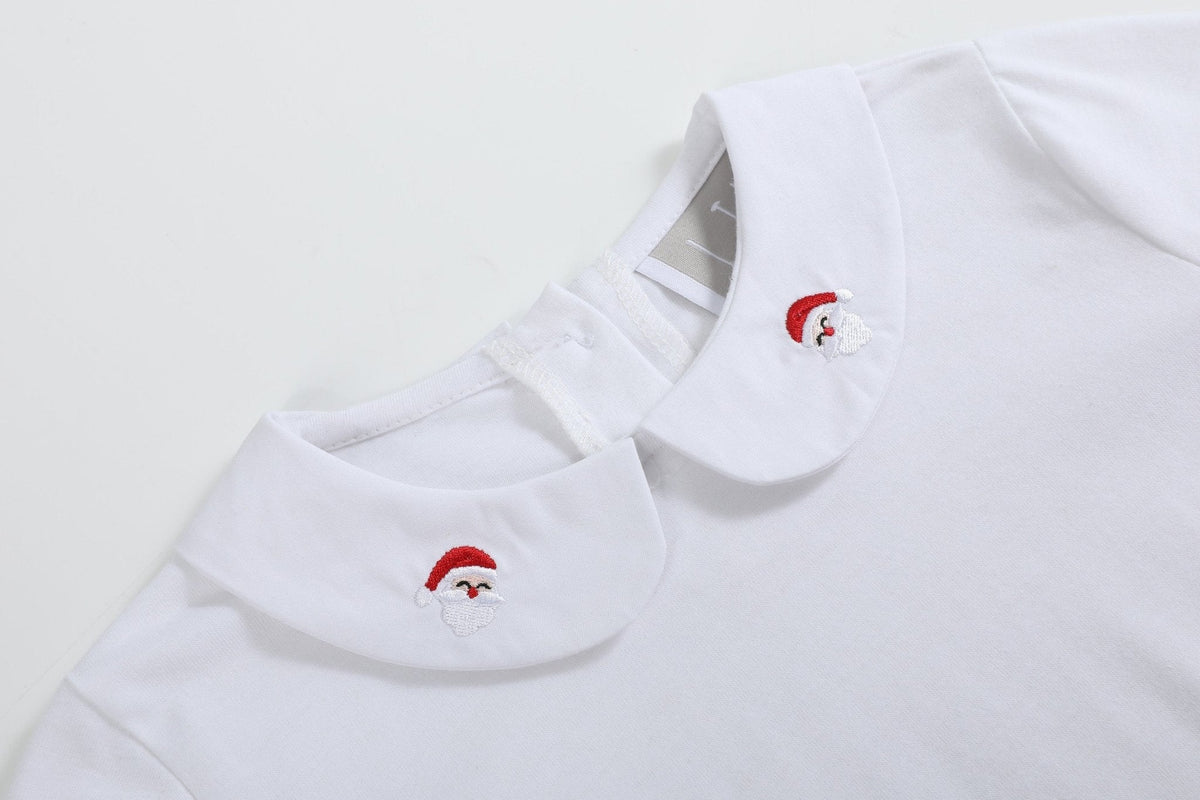 White Cotton Santa Collared Shirt