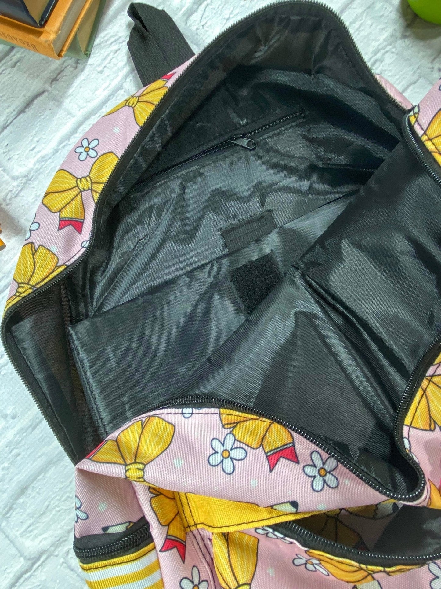 Yellow Pencil Bows Backpack