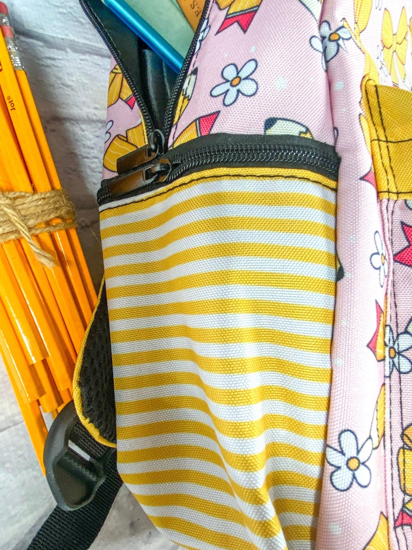 Yellow Pencil Bows Backpack