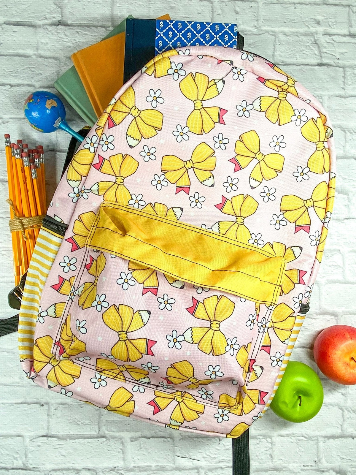 Yellow Pencil Bows Backpack
