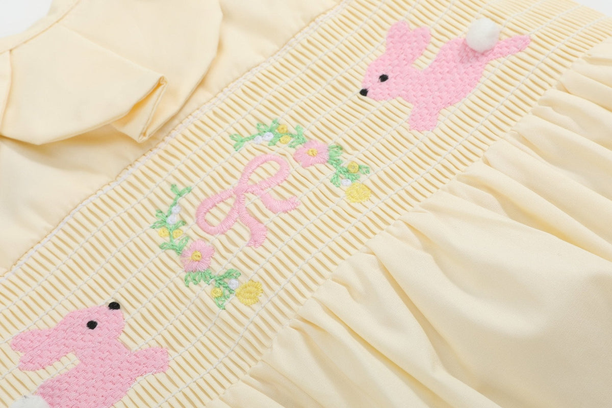 Yellow Petal Collared Smocked Bubble Romper