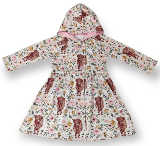 highland cow hooded dress