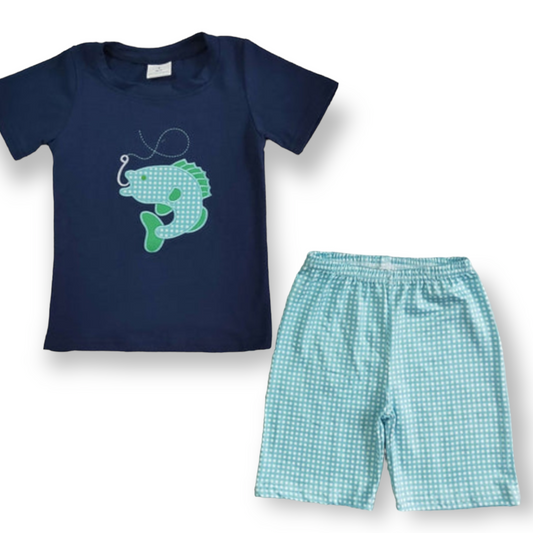 Boys summer short set embroidered
