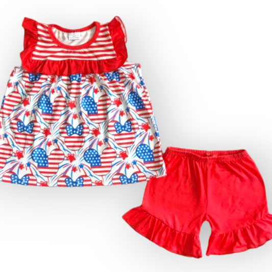 stars, stripes and bows short set