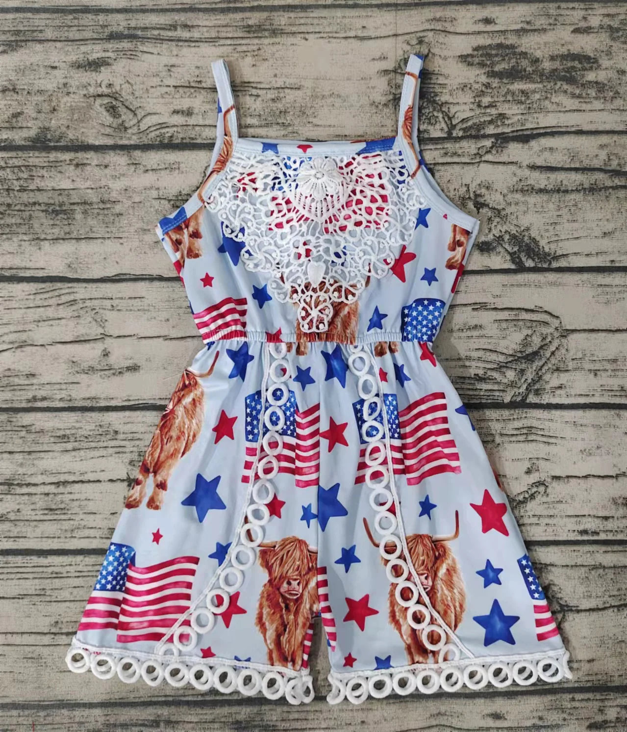 cow romper 4th of july